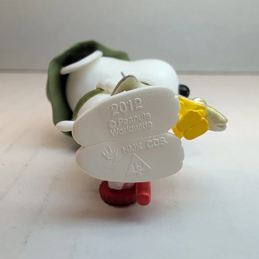 Hallmark 2012 Peanuts Snoopy Woodstock Fishing Christmas Ornament Green Red